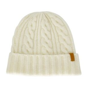 Vince Airspun Cable-Knit Cuffed Beanie Ivory Merino Wool Blend Warm Hat New NWT